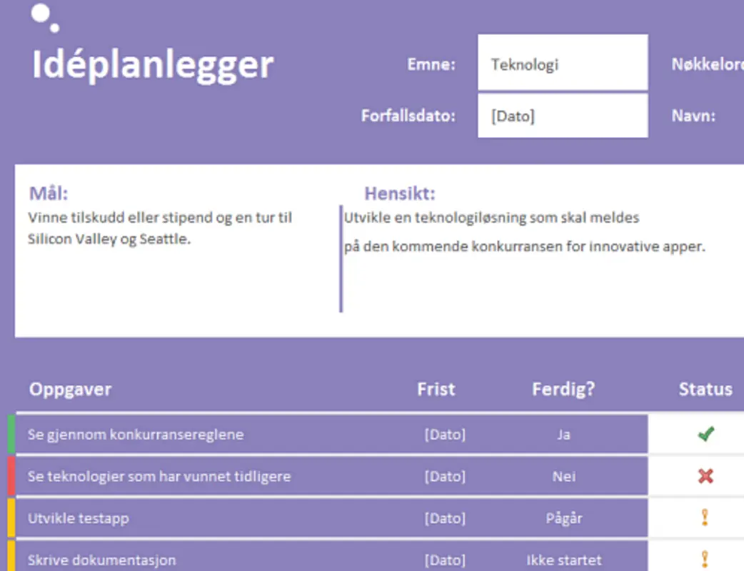 Idéplanlegger (oppgaver) purple modern-simple