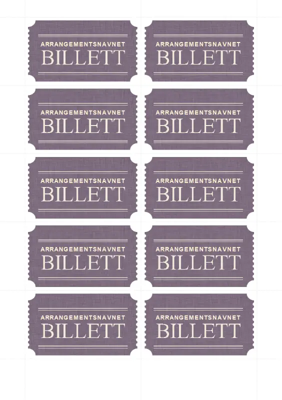 Grunnleggende billetter (10 per side) purple vintage retro