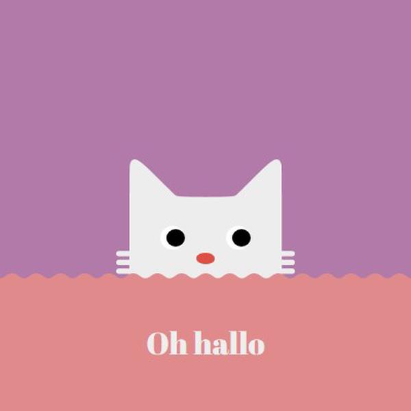 Hallo. red cute,simple,cat,neutral,bright,fun