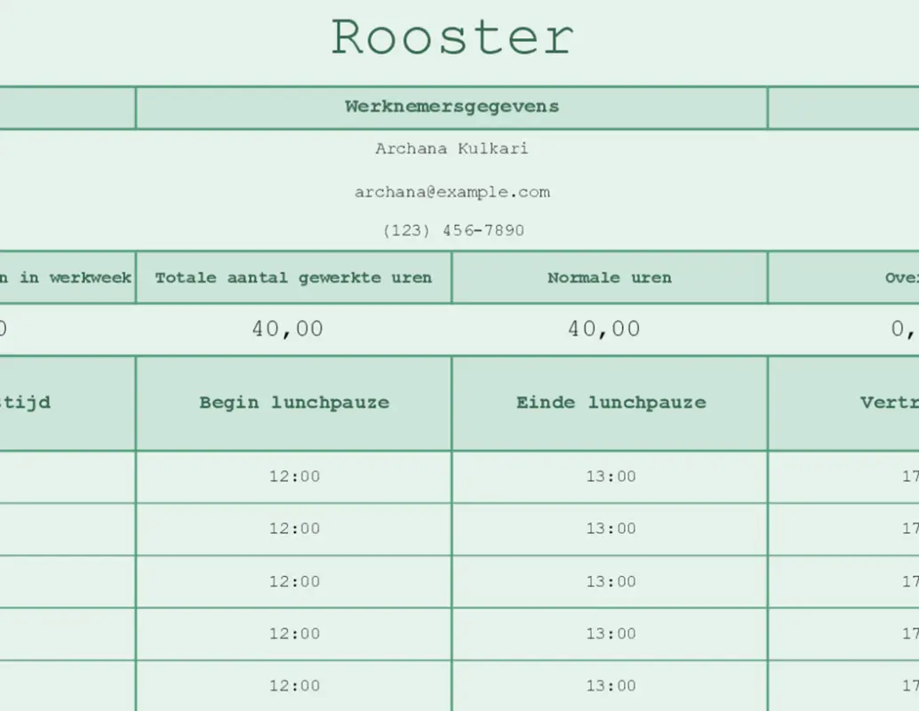 Rooster (werkblad) green modern simple