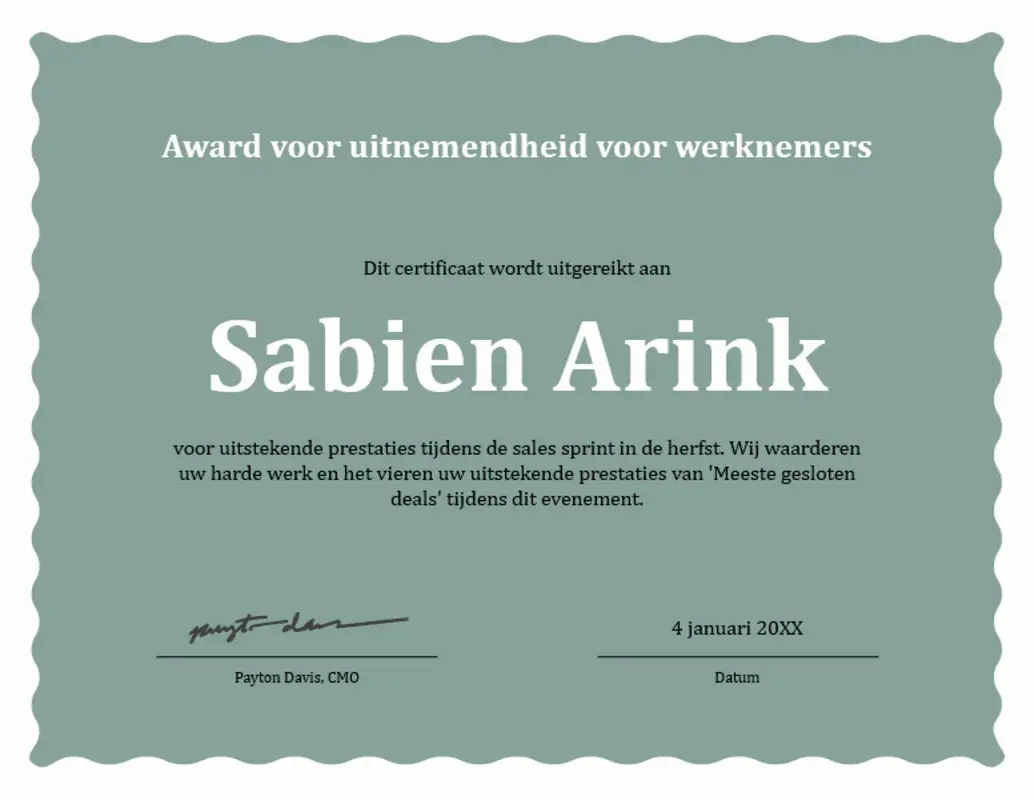 Award voor uitmuntendheid voor werknemers met golfrand  green modern-simple