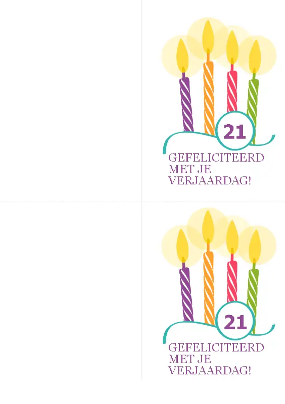 Verjaardagskaarten voor speciale verjaardagen (2 per pagina voor Avery 8315) yellow modern-simple