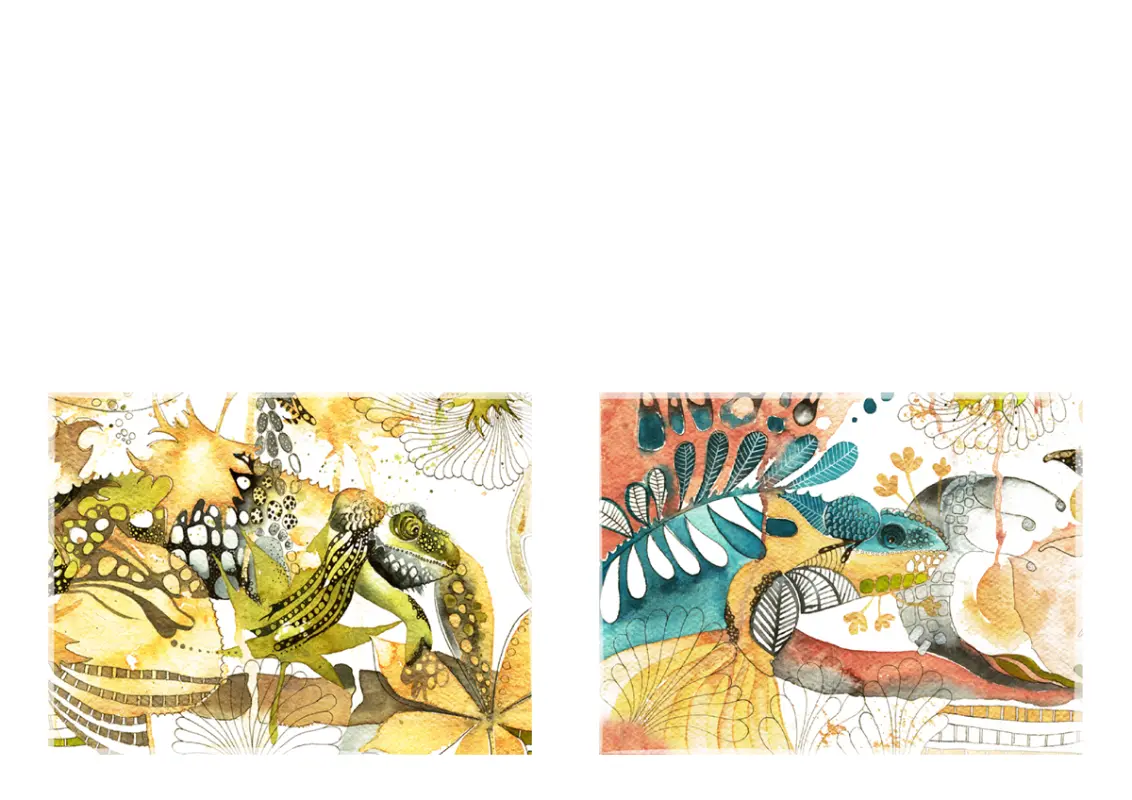 Kaarten met kameleon (in vieren gevouwen) whimsical-color-block