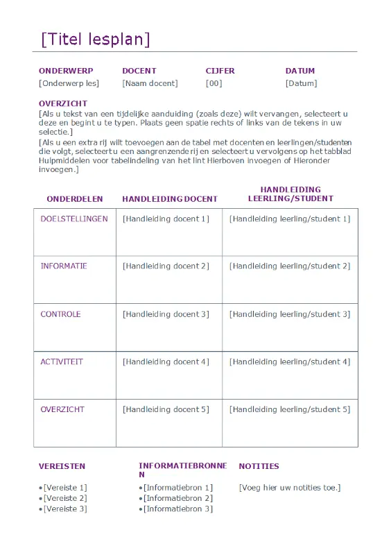 Planner voor dagelijkse lessen (kleur) purple modern simple