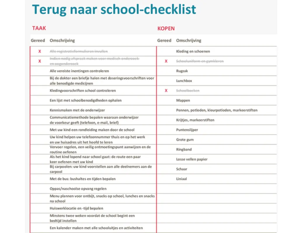 Terug naar school-checklist blue modern simple