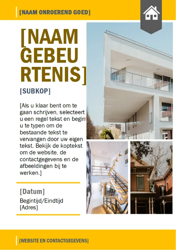 Flyer voor open huis yellow modern-simple