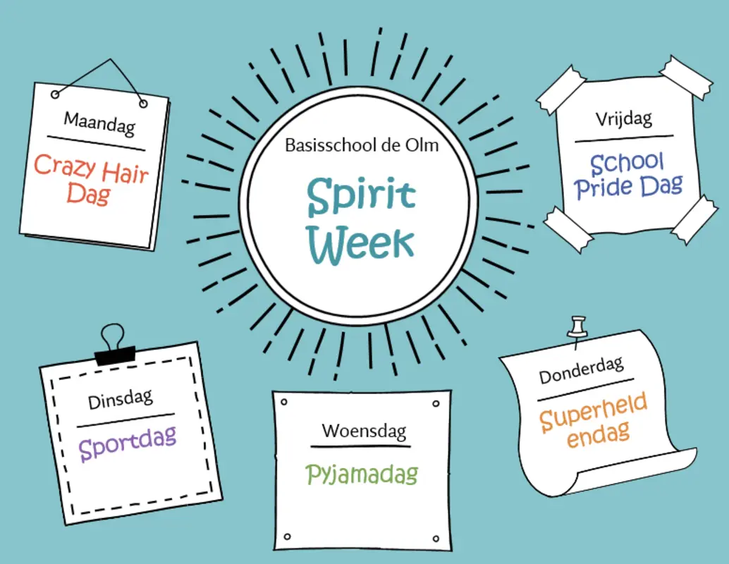 Agenda van 'spirit week' blue whimsical-color-block