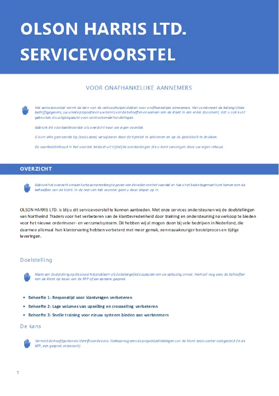 Voorstel voor zakelijke services blue modern simple