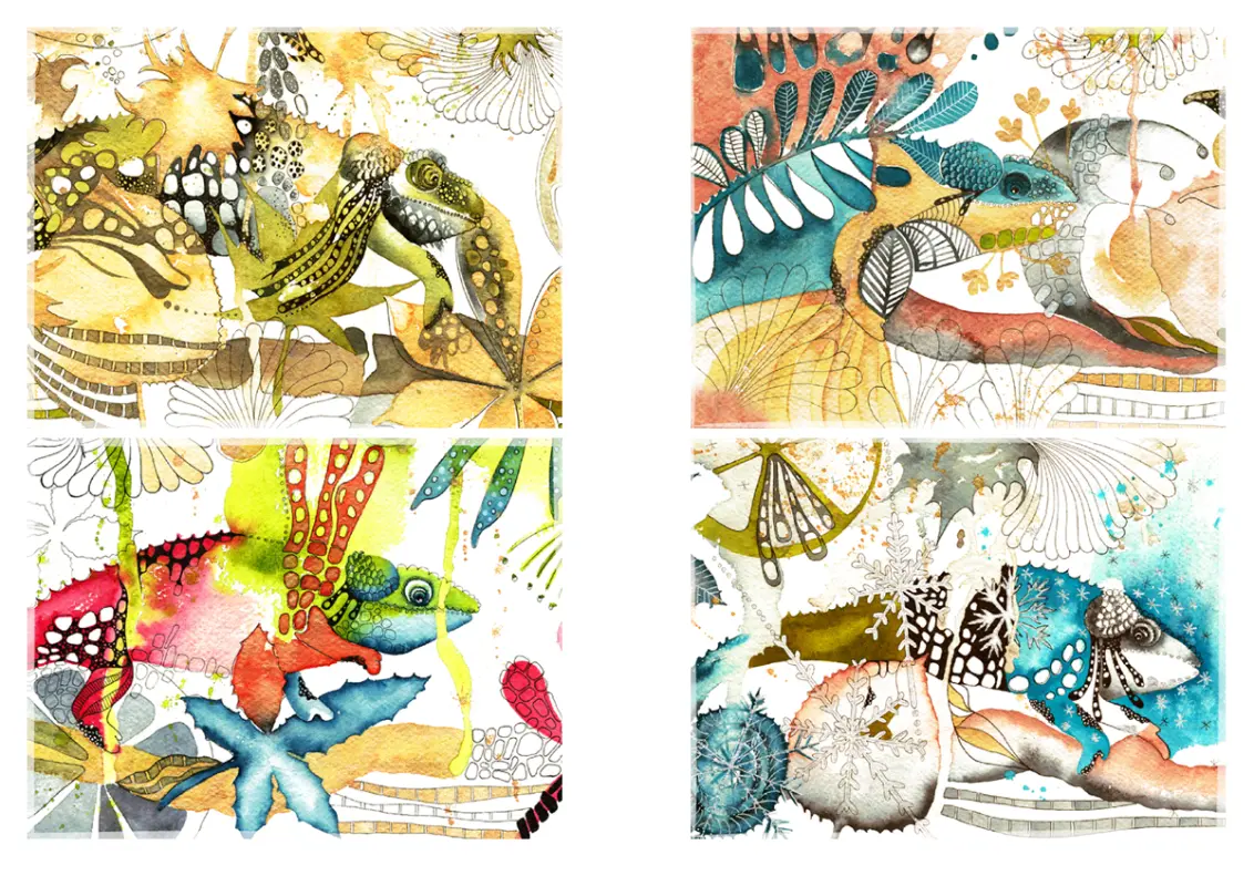 Ansichtkaarten met kameleon whimsical-color-block