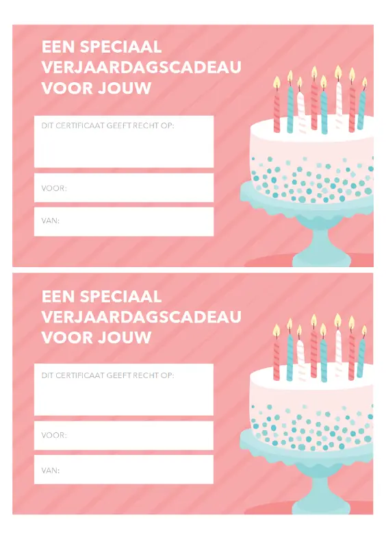 Cadeaubon voor verjaardag (Helder ontwerp) pink whimsical-color-block