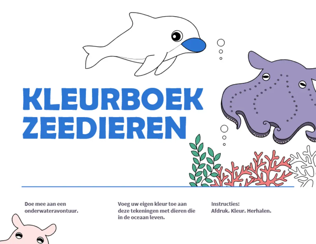 Zeedieren kleurboek whimsical color block