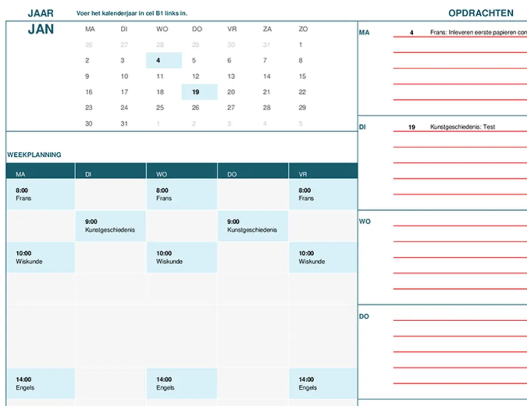 Studentenkalender (maand) blue modern-simple