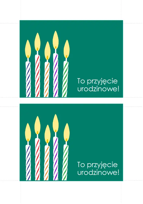 Pocztówki z zaproszeniami na urodziny (2 na stronie) green modern-simple