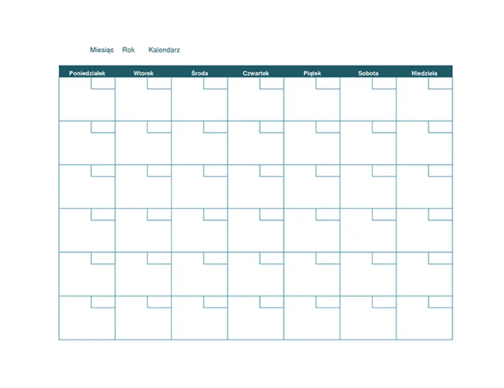 Pusty kalendarz miesięczny brown organic simple