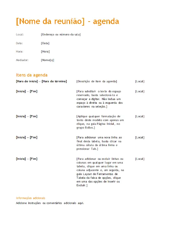 Agenda de reunião de negócios (Design cor de laranja) modern simple