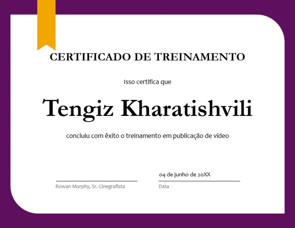 Certificado de treinamento purple modern-simple