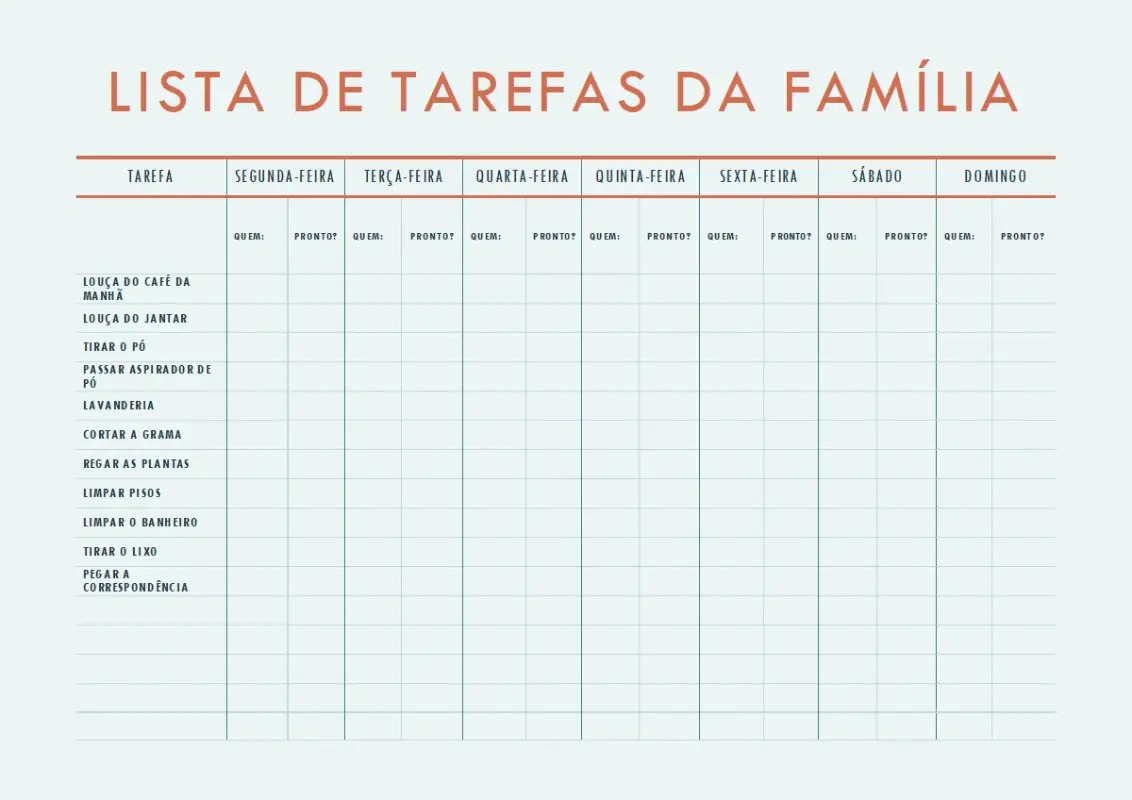 Gráfico de tarefas da família blue modern simple
