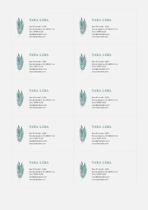 Cartões de visita comerciais com tema botânico (10 por página) blue organic simple