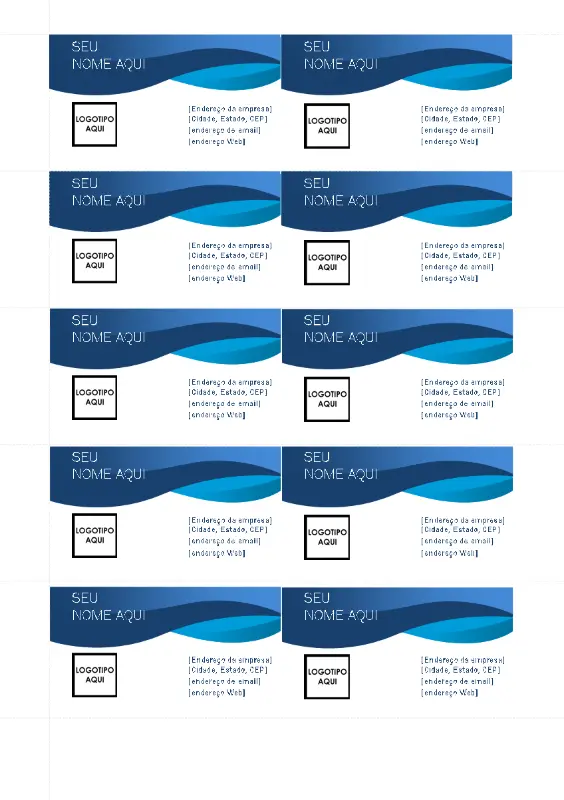 Cartões de visita com curva azul blue modern-simple