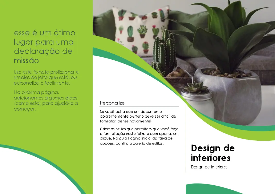 Folheto de design de interiores green modern-color-block
