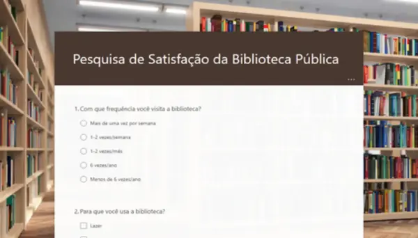 Pesquisa de satisfação de biblioteca pública brown modern simple