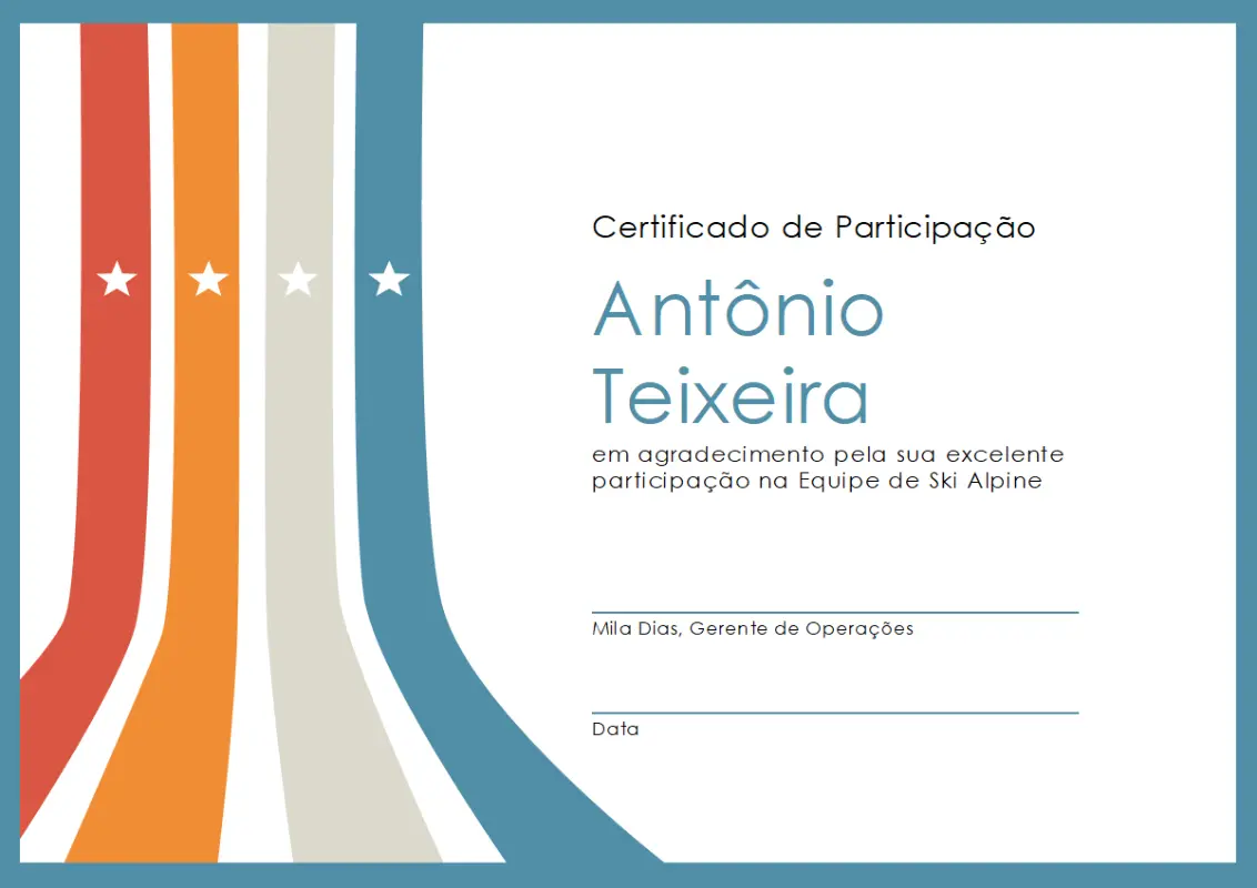 Certificado de participação blue modern-simple