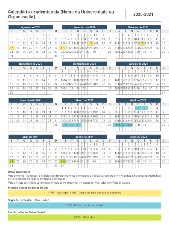 Calendário para o ano inteiro blue modern-simple