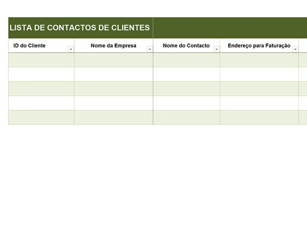 Lista básica de contactos de clientes green modern simple