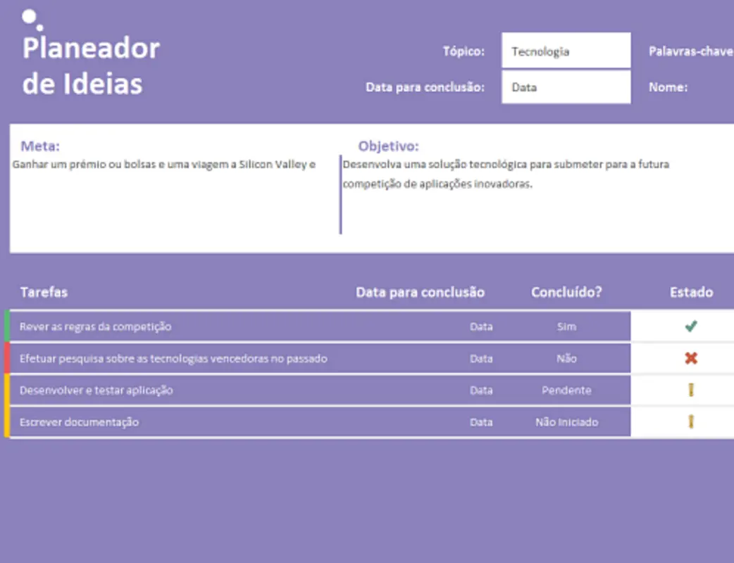 Planeador de ideias (tarefas) purple modern-simple
