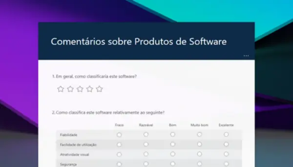 Feedback sobre produtos de software purple