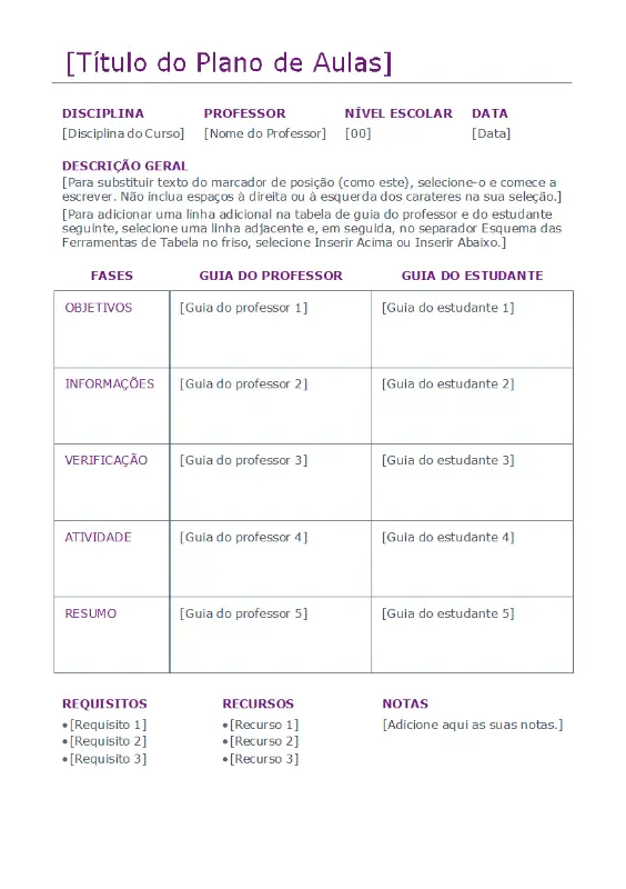 Planeador de aulas diário (cor) purple modern simple