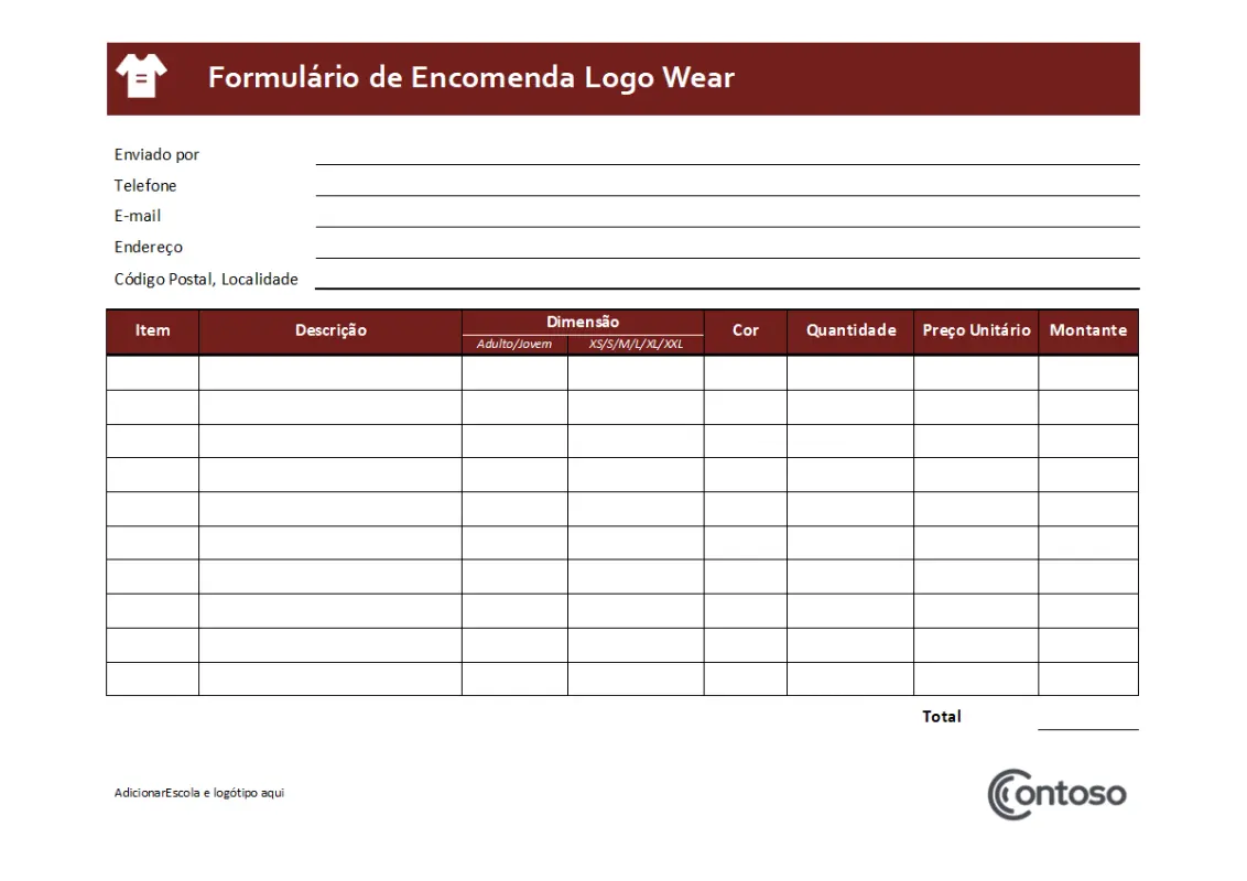 Formulário de encomenda de produtos com logótipo brown modern simple