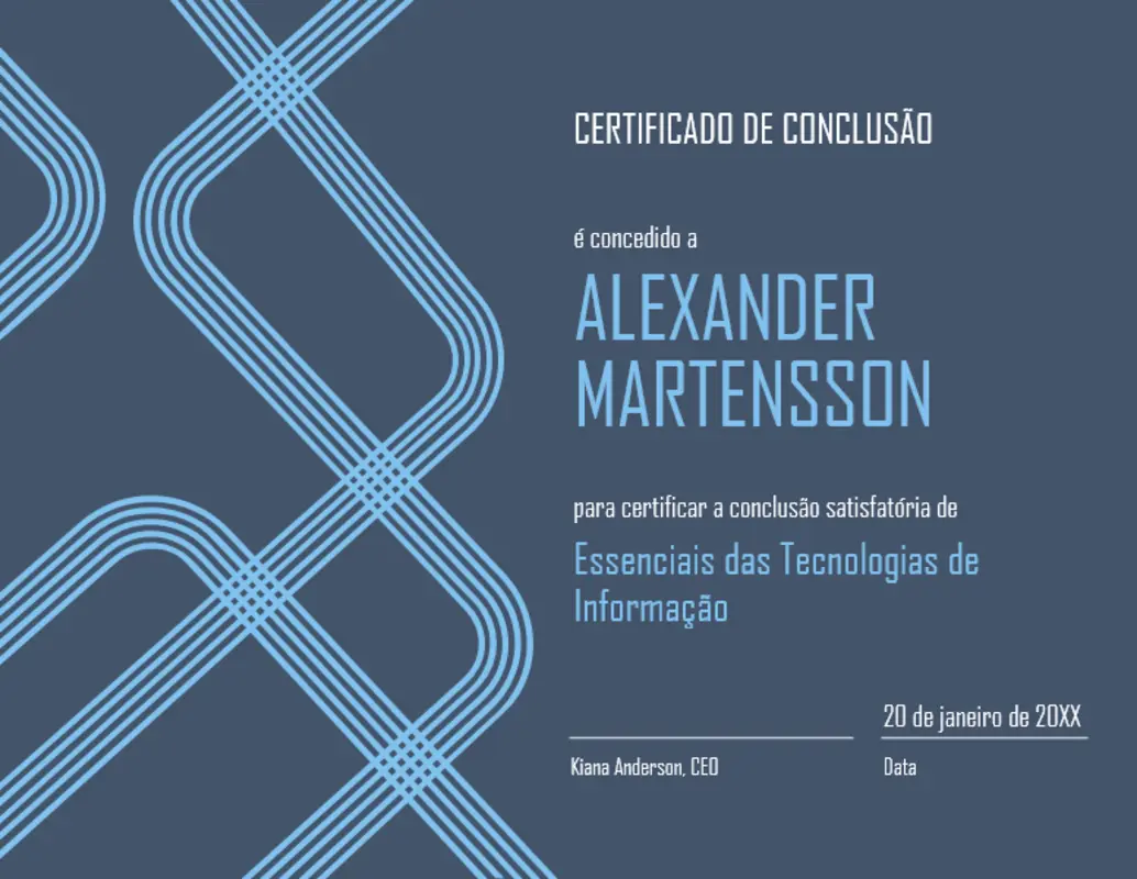 Laço do certificado de conclusão blue modern-geometric