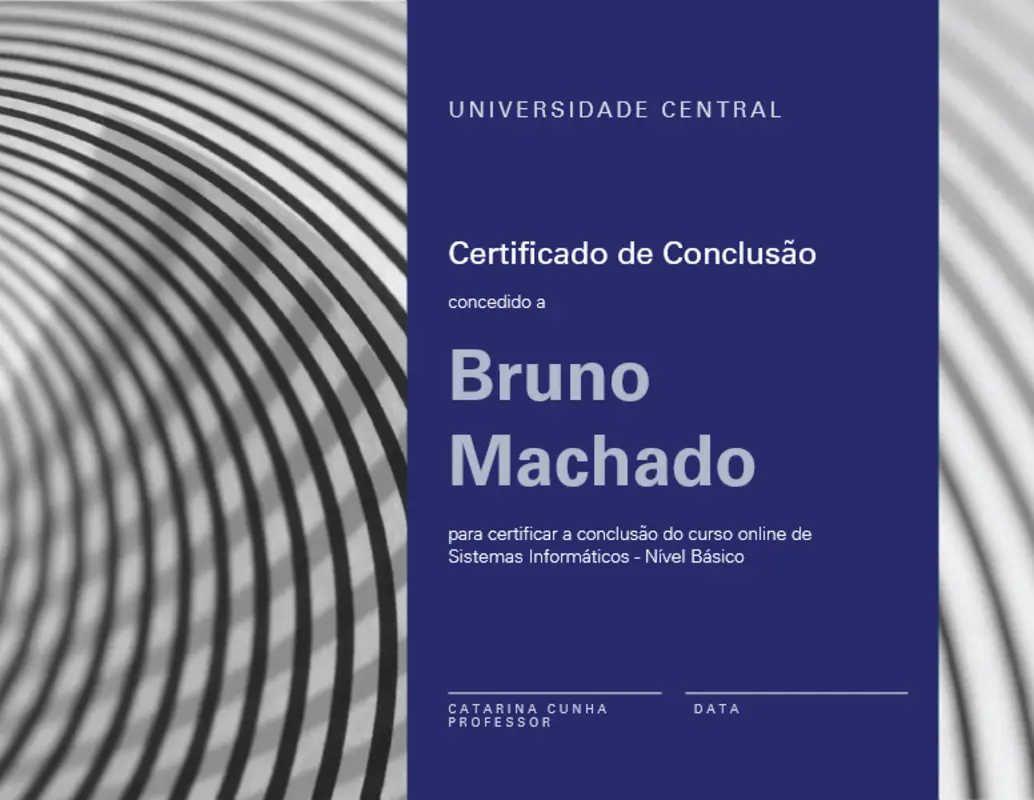Certificado de conclusão de curso blue modern-geometric