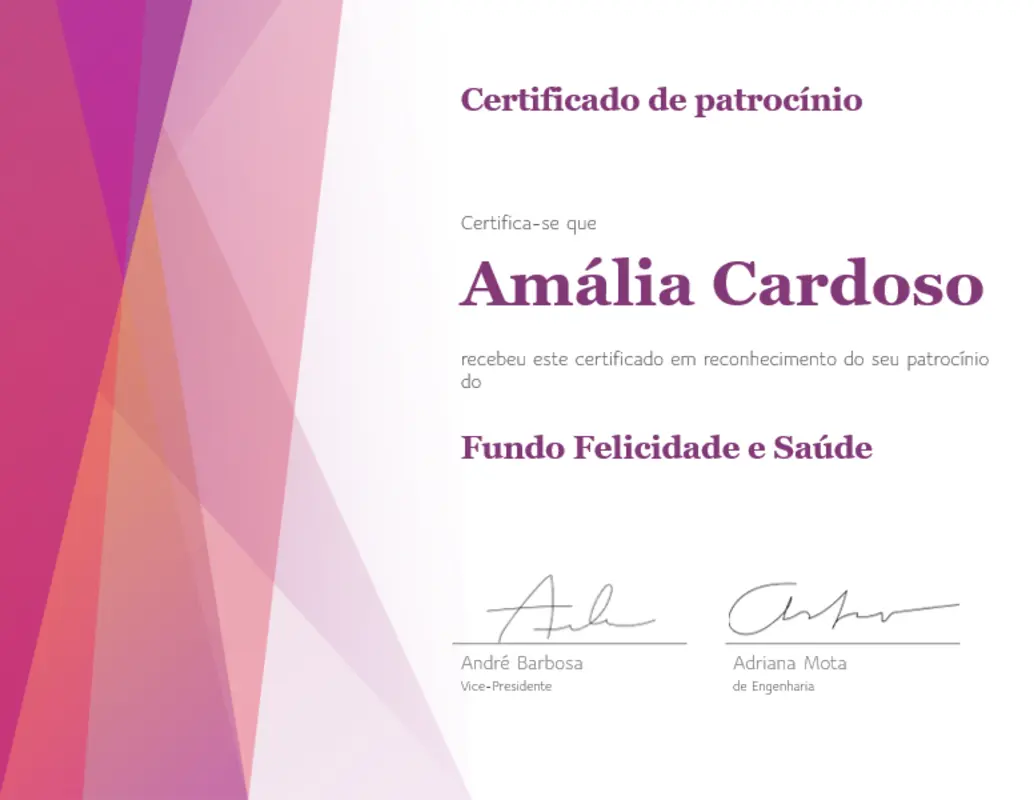 Certificado de reconhecimento colorido pink modern-color-block
