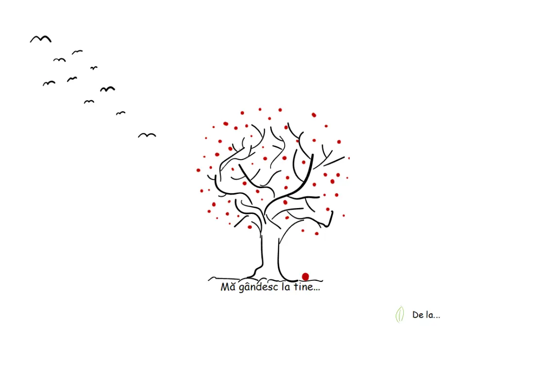 Carte poștală de condoleanțe, care prezintă un copac black whimsical-line