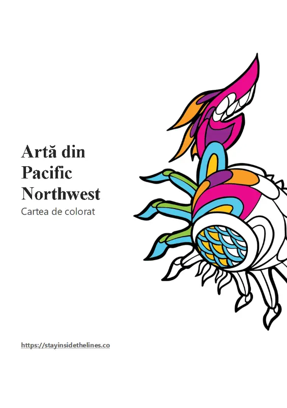 Artă din cartea de colorat Pacific Northwest whimsical line