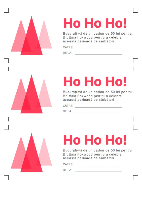 Ho Ho Ho! Cupoane cadou de sărbători  pink modern-simple