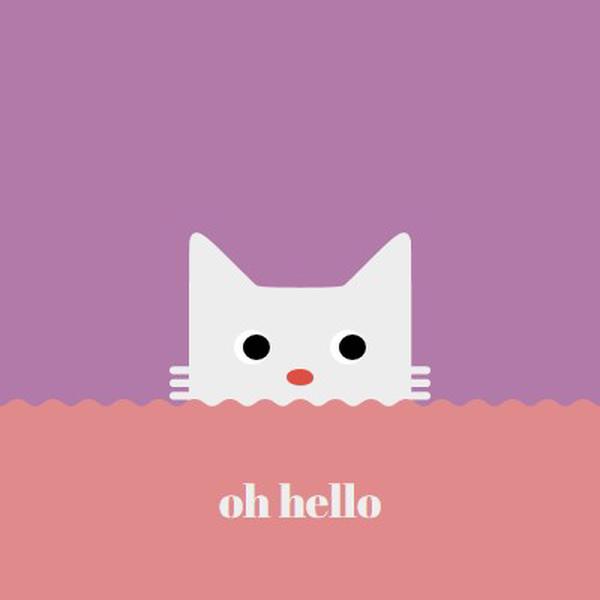 Oh, ahoj. red cute,simple,cat,neutral,bright,fun