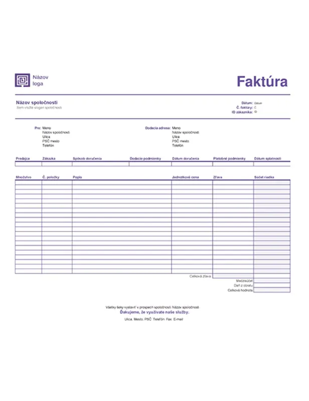 Predajná faktúra (motív s jednoduchými čiarami) purple modern-simple