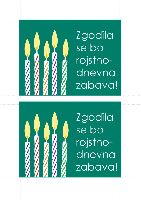 Dopisnice z vabilom na rojstnodnevno zabavo (2 na stran) green modern-simple