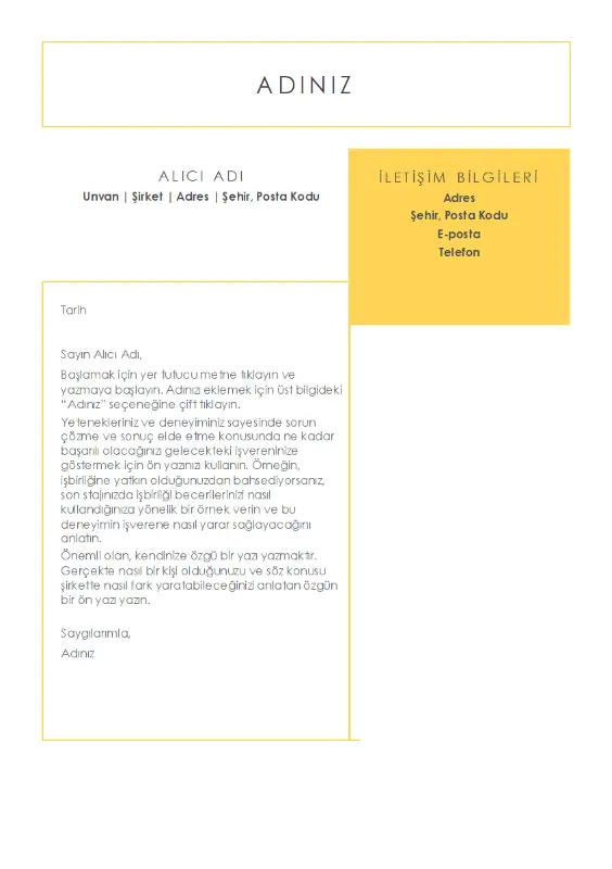Şık ve temiz bir kapak mektubu, MOO tarafından tasarlandı yellow modern-simple