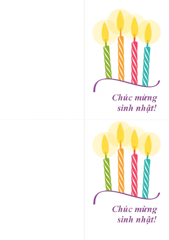 Thiệp sinh nhật (2 thiệp trên một trang)  yellow modern-simple