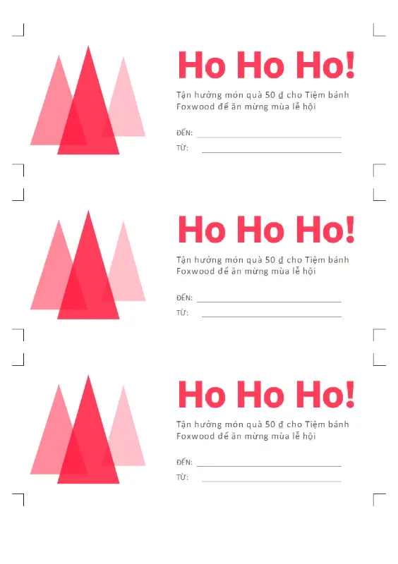 Hohoho! phiếu quà tặng kỳ nghỉ  pink modern-simple