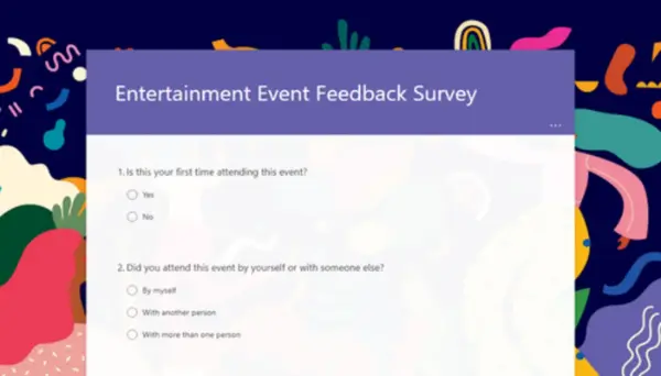 Entertainment event feedback survey purple