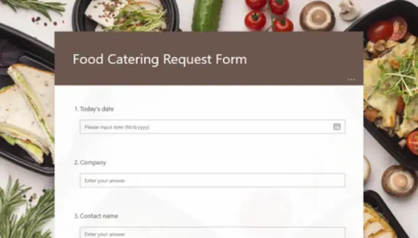 Food catering request form brown