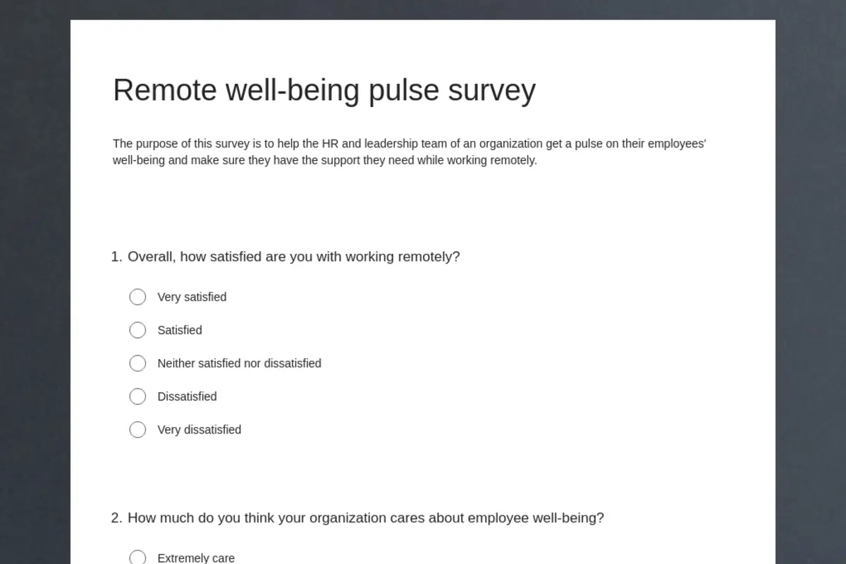 Remote well-being pulse survey gray
