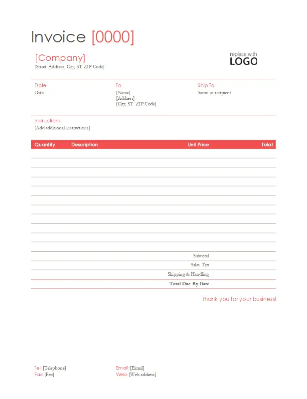 Invoice (Simple modern) red modern-simple