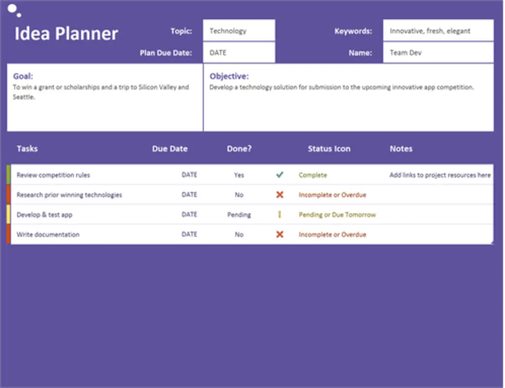 Idea planner (tasks) purple modern-simple